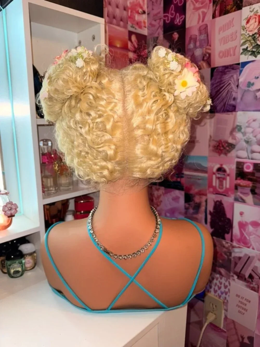 613 Blonde Lace Front Wig Double Bun Style | Floral